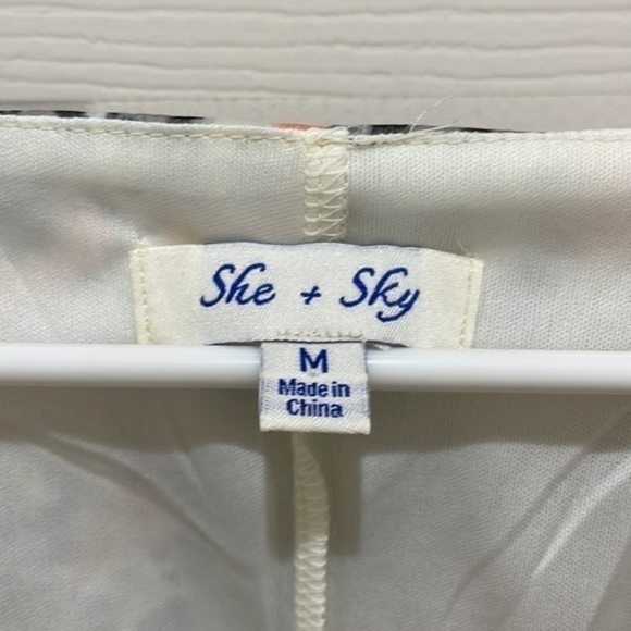 She & Sky V-Neck Coral and Gray Leopard Print Dress - Picture 7 of 8